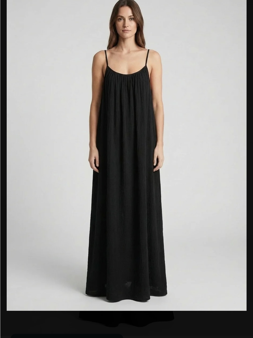 Women's Black Spaghetti-Strap Maxi Nightgown - Sleek Sleepwear